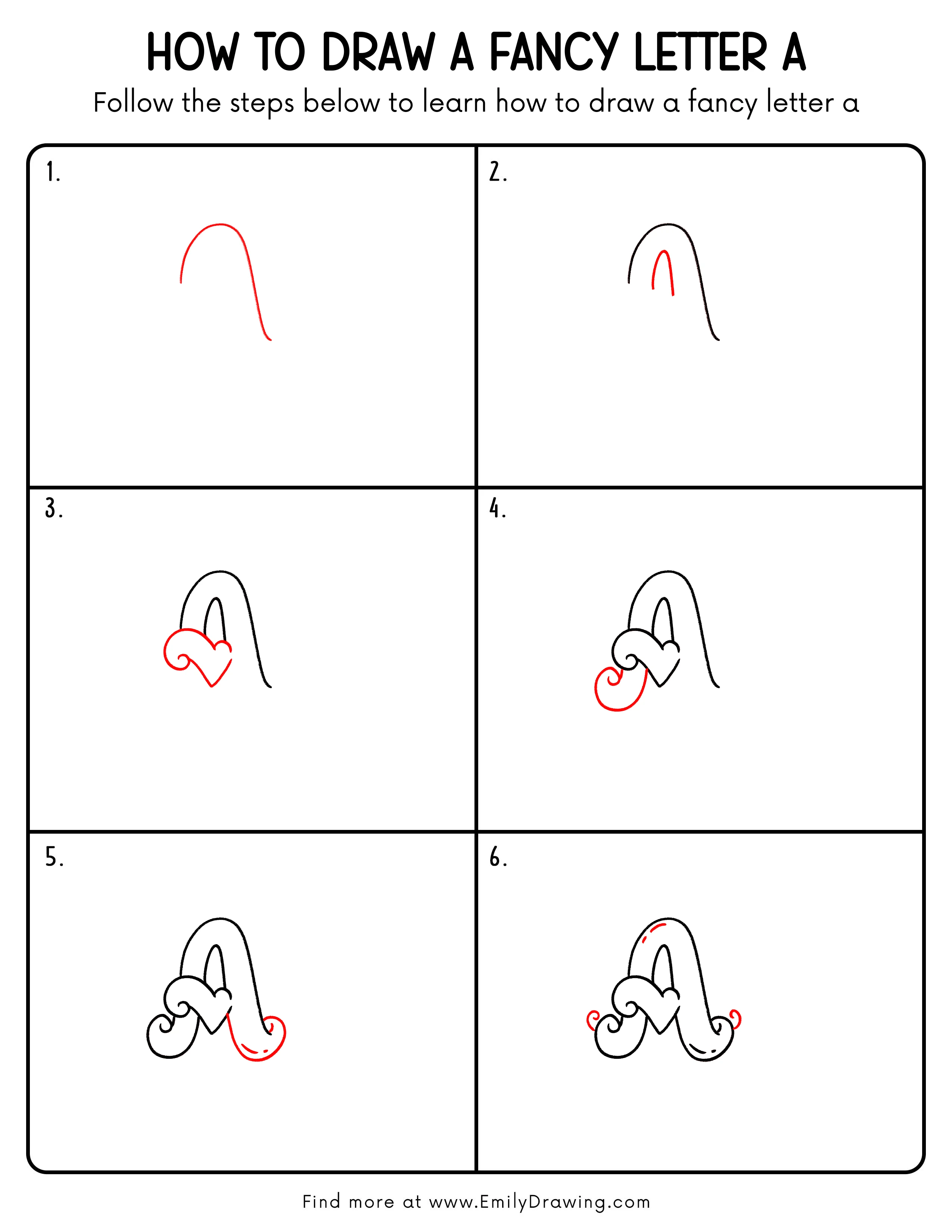 Printable Fancy Letter A Drawing Guide